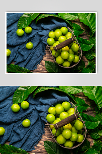 新鲜青李子水果鲜果摄影图片
