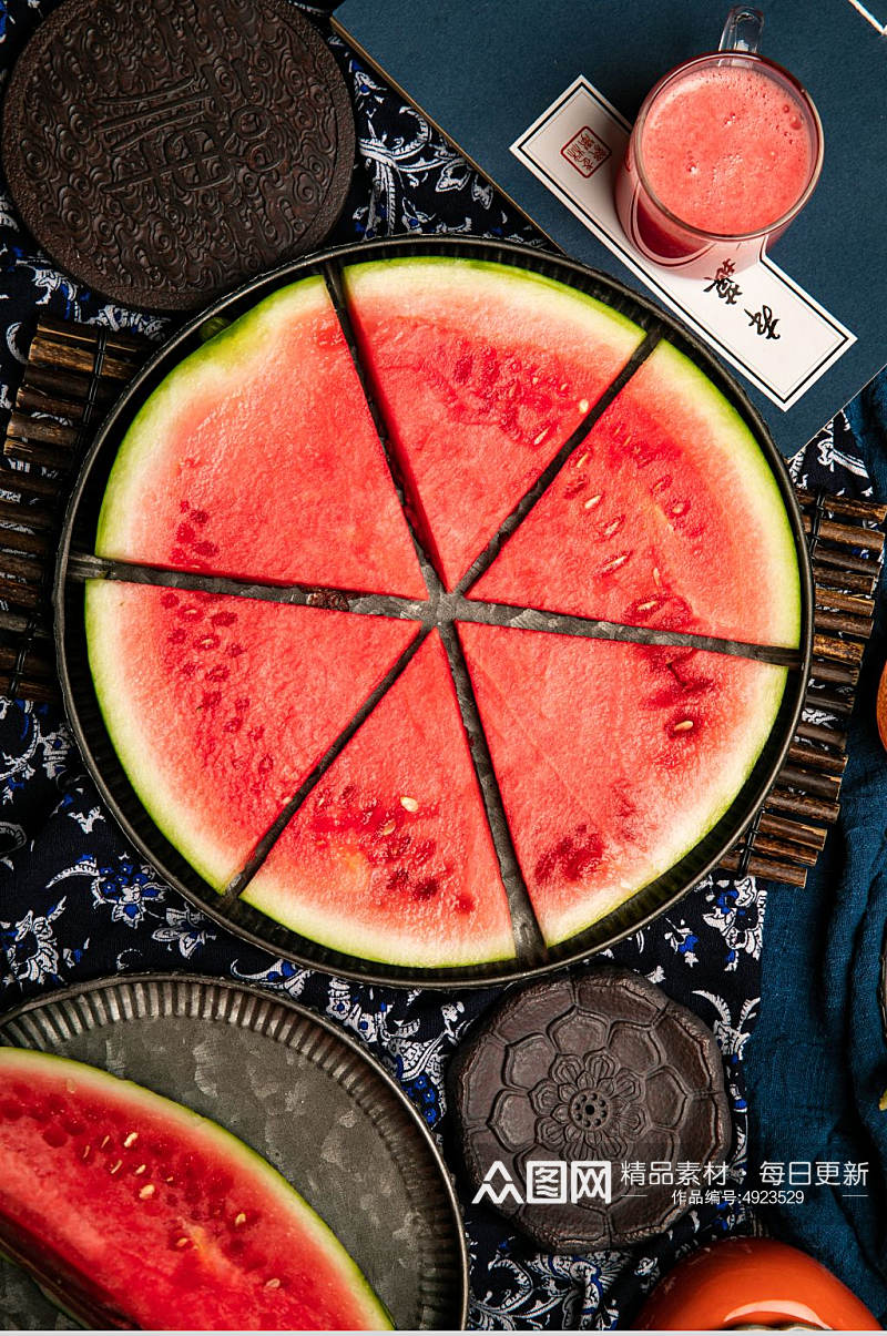 新鲜西瓜麒麟瓜水果鲜果摄影图片素材