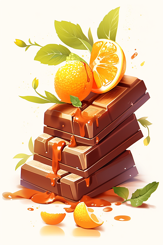 AI数字艺术巧克力水果插画