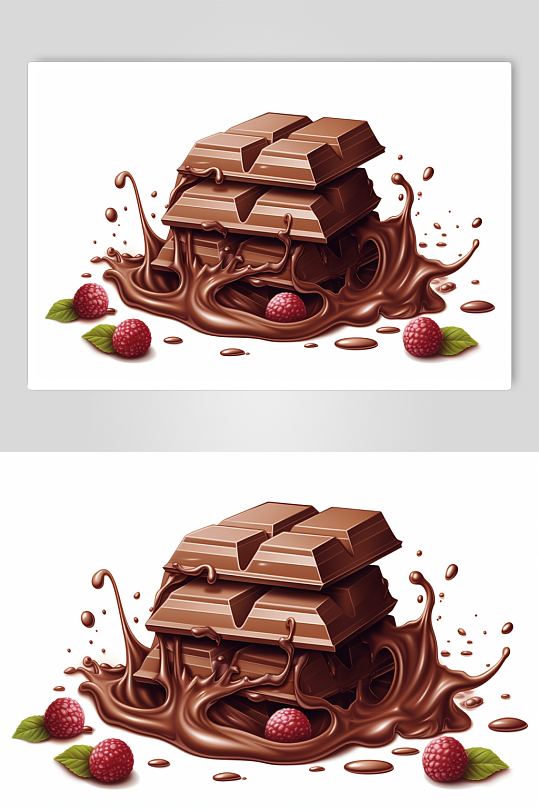 AI数字艺术巧克力水果插画