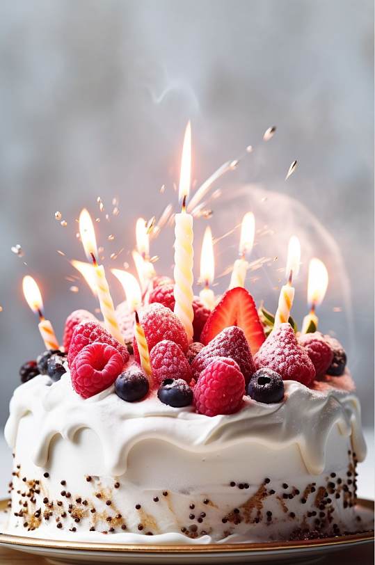AI数字艺术高清生日水果蛋糕摄影图片