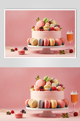 AI数字艺术简约生日水果蛋糕摄影图片