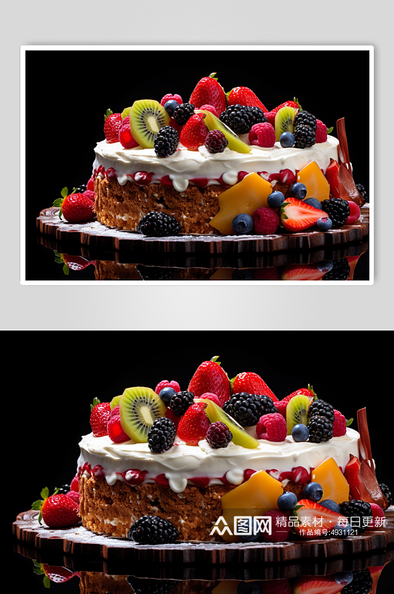 AI数字艺术简约生日水果蛋糕摄影图片素材