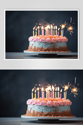 AI数字艺术简洁生日水果蛋糕摄影图片