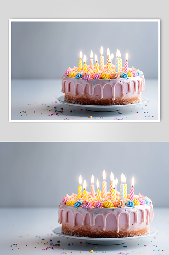 AI数字艺术简洁生日水果蛋糕摄影图片