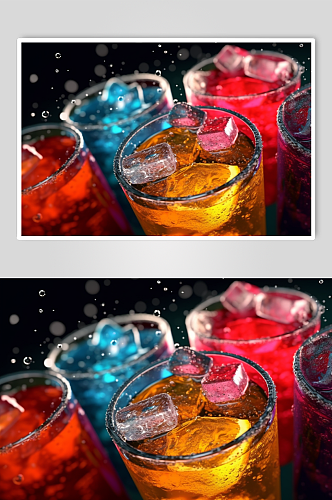 AI数字艺术夏日冰爽水果鸡尾酒饮品图片