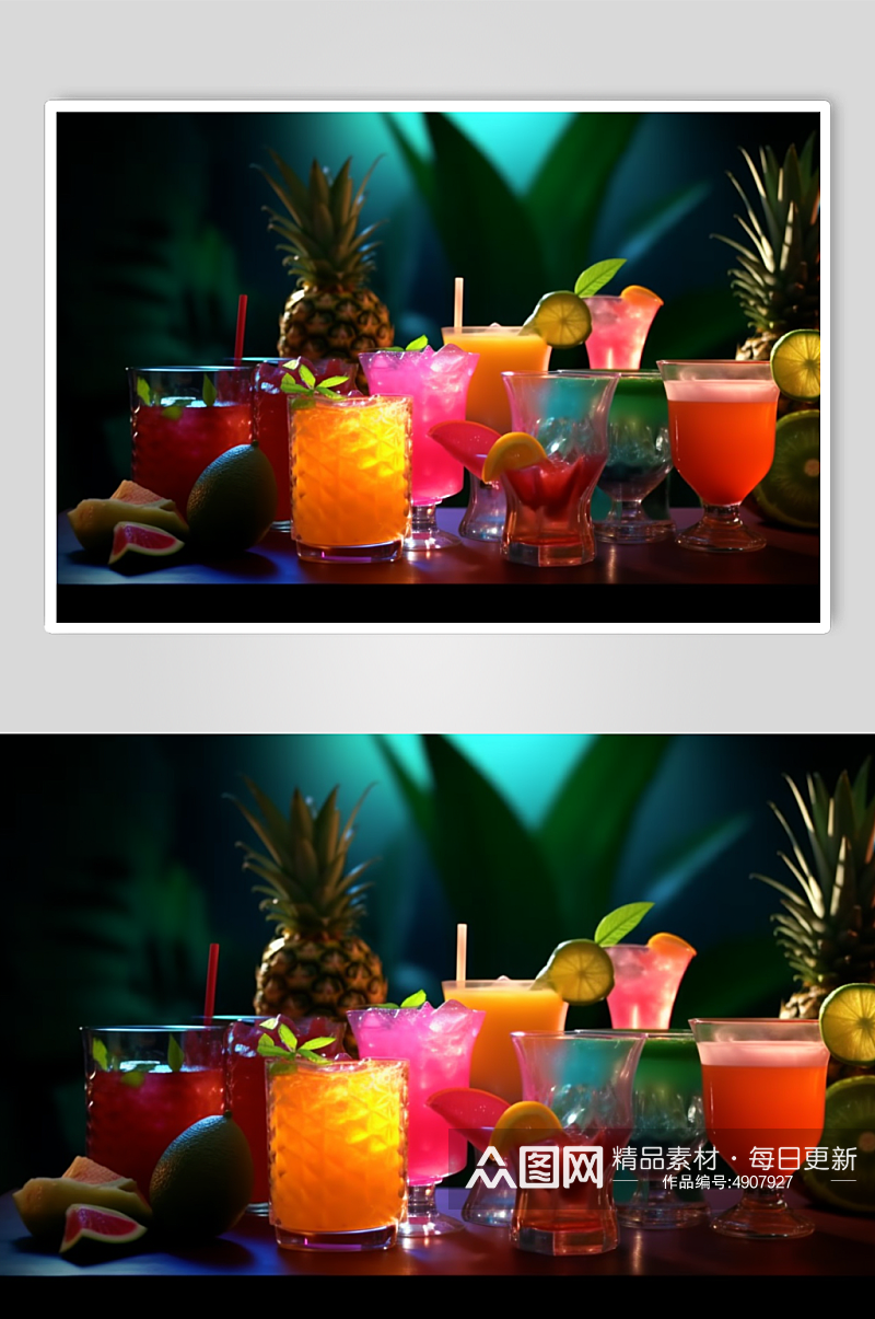 AI数字艺术清晰创意水果鸡尾酒饮品图片素材