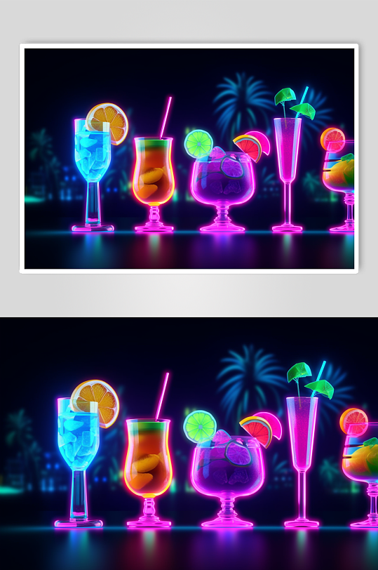 AI数字艺术新鲜水果鸡尾酒饮品图片