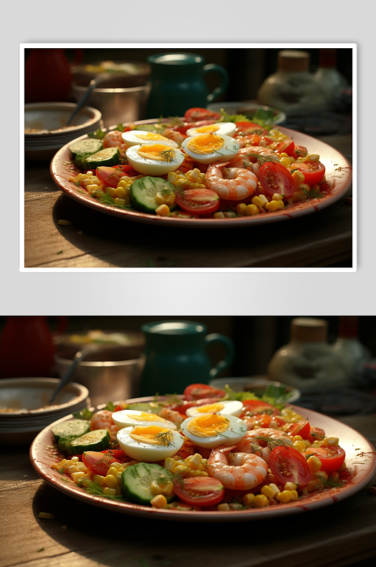 AI数字艺术蔬菜水果沙拉轻食美食摄影图