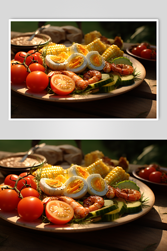 AI数字艺术蔬菜水果沙拉轻食美食摄影图