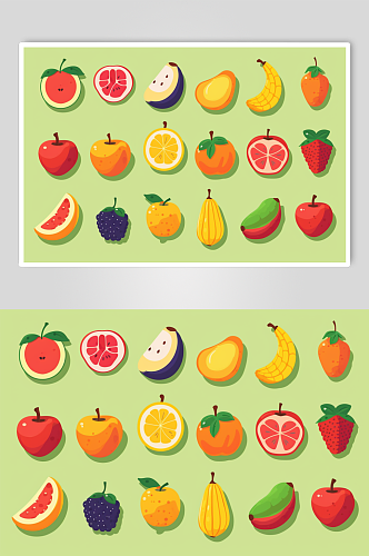 AI数字艺术水果蔬菜插画元素图标