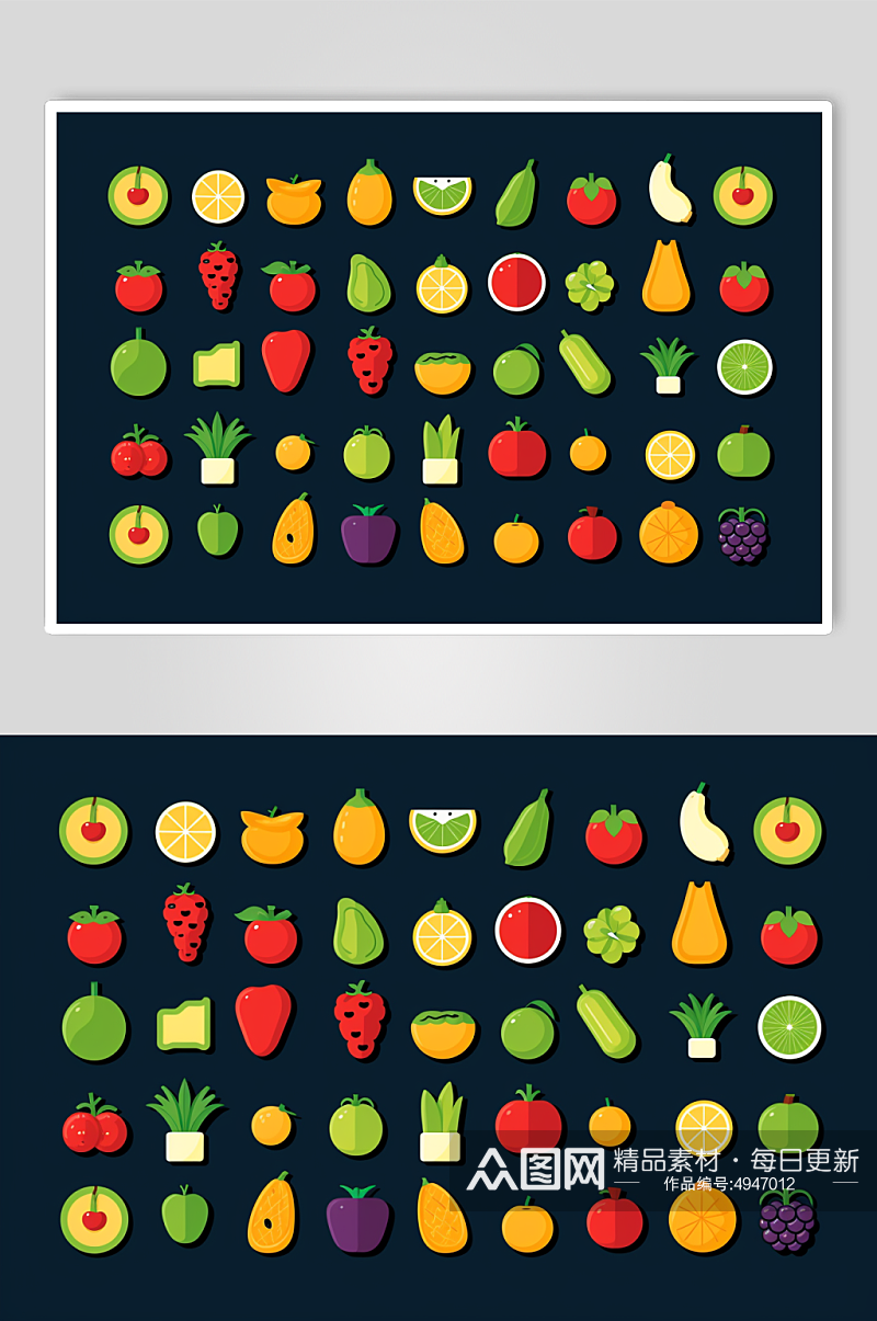 AI数字艺术卡通水果蔬菜插画元素图标素材