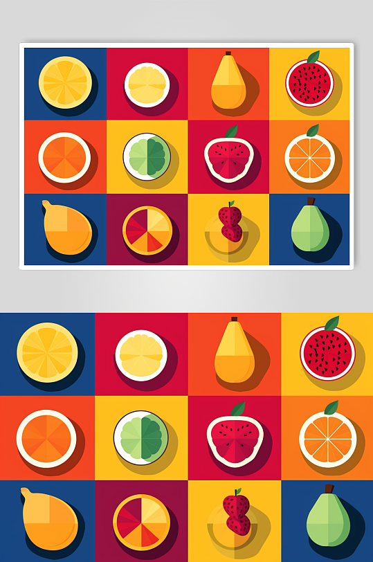 AI数字艺术卡通水果蔬菜插画元素图标