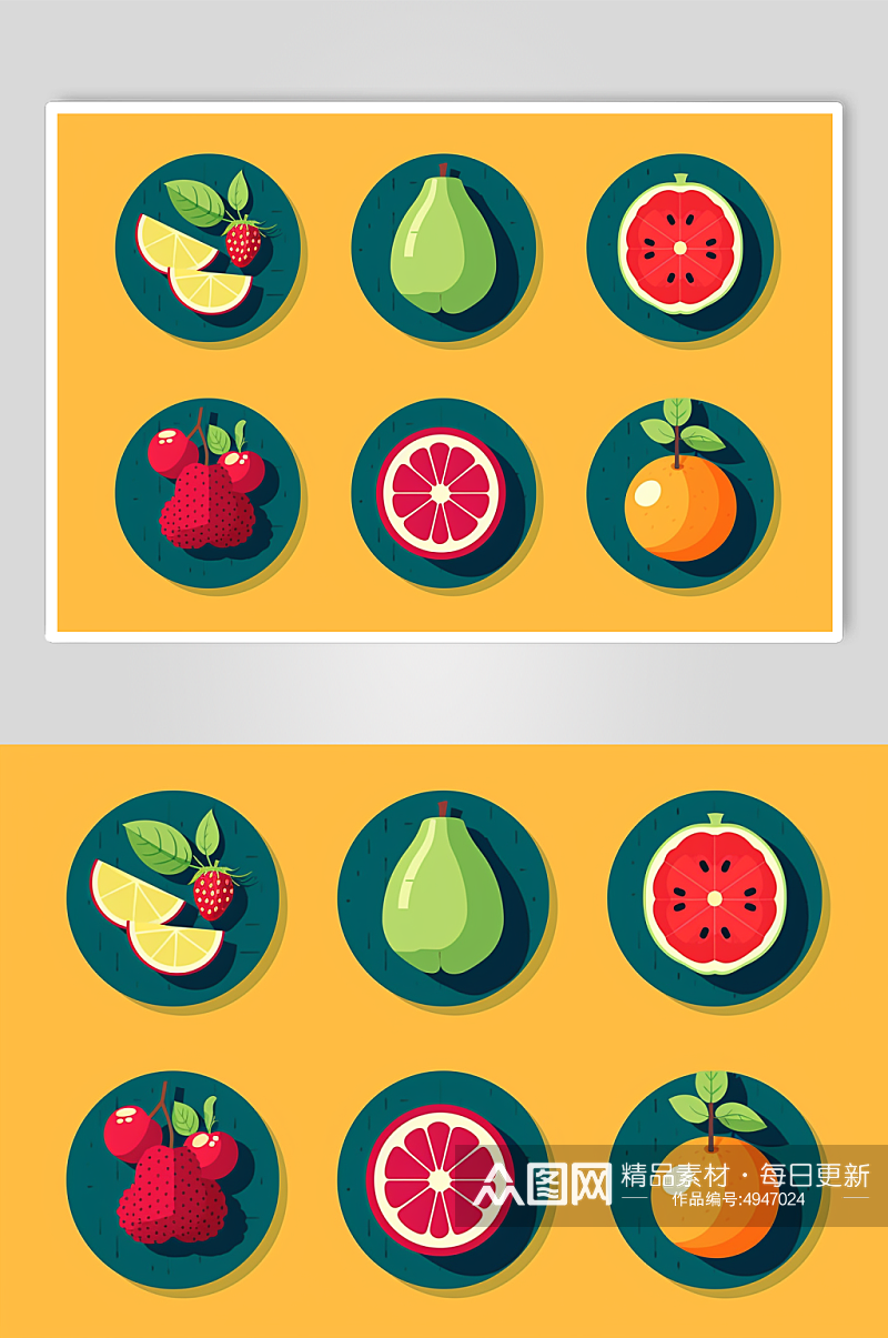 AI数字艺术卡通水果蔬菜插画元素图标素材