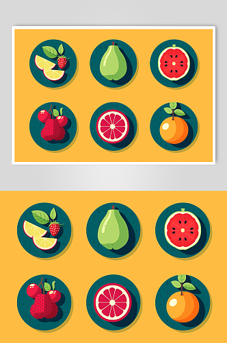 AI数字艺术卡通水果蔬菜插画元素图标