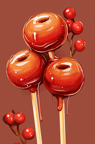 AI数字艺术美味水果冰糖葫芦插画