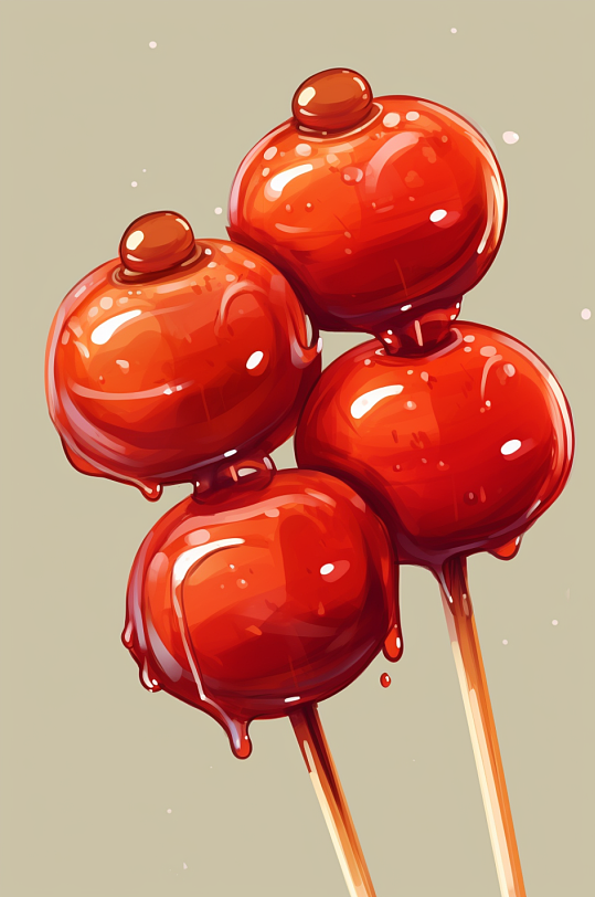 AI数字艺术美味水果冰糖葫芦插画