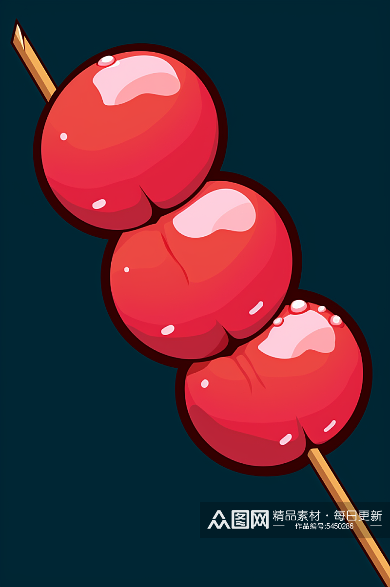 AI数字艺术美味水果冰糖葫芦插画素材