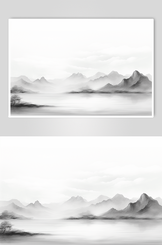 AI数字艺术水墨山水底纹背景图-众图网