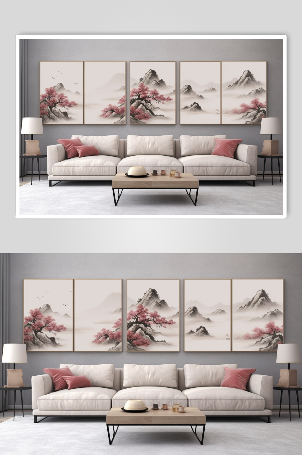 AI數(shù)字藝術(shù)高清中國(guó)風(fēng)水墨山水畫(huà)裝飾畫(huà)素材