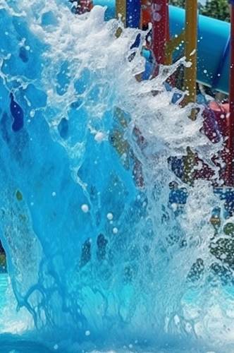 AI数字艺术高清泳池水花飞溅水上乐园图片