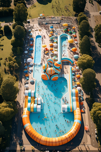 AI数字艺术夏季水上世界水上乐园摄影图