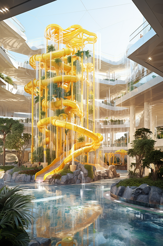 AI数字艺术夏季水上世界水上乐园摄影图-众图网