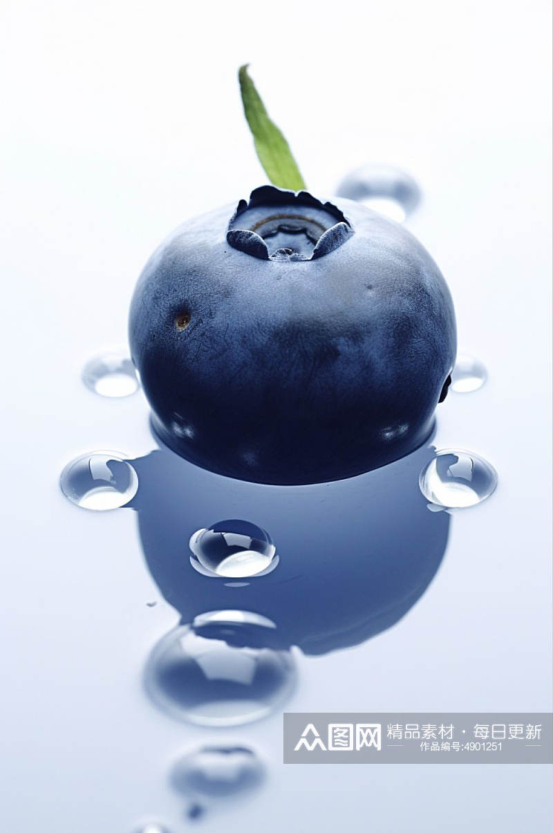 AI数字艺术简约蓝莓水中水果摄影图片素材