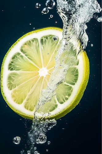 AI数字艺术简约柠檬水中水果摄影图片
