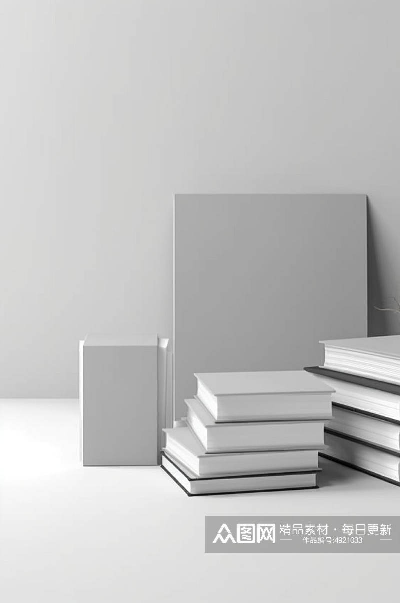AI数字艺术简洁大气白色书籍封面样机素材