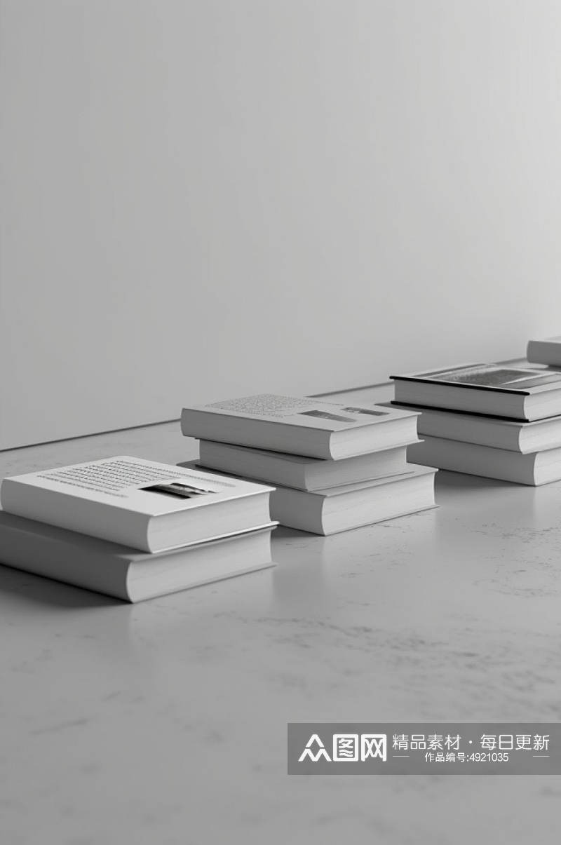 AI数字艺术简洁大气白色书籍封面样机素材