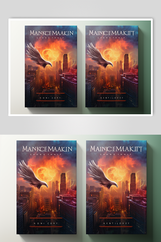 AI数字艺术书籍封面样机图片