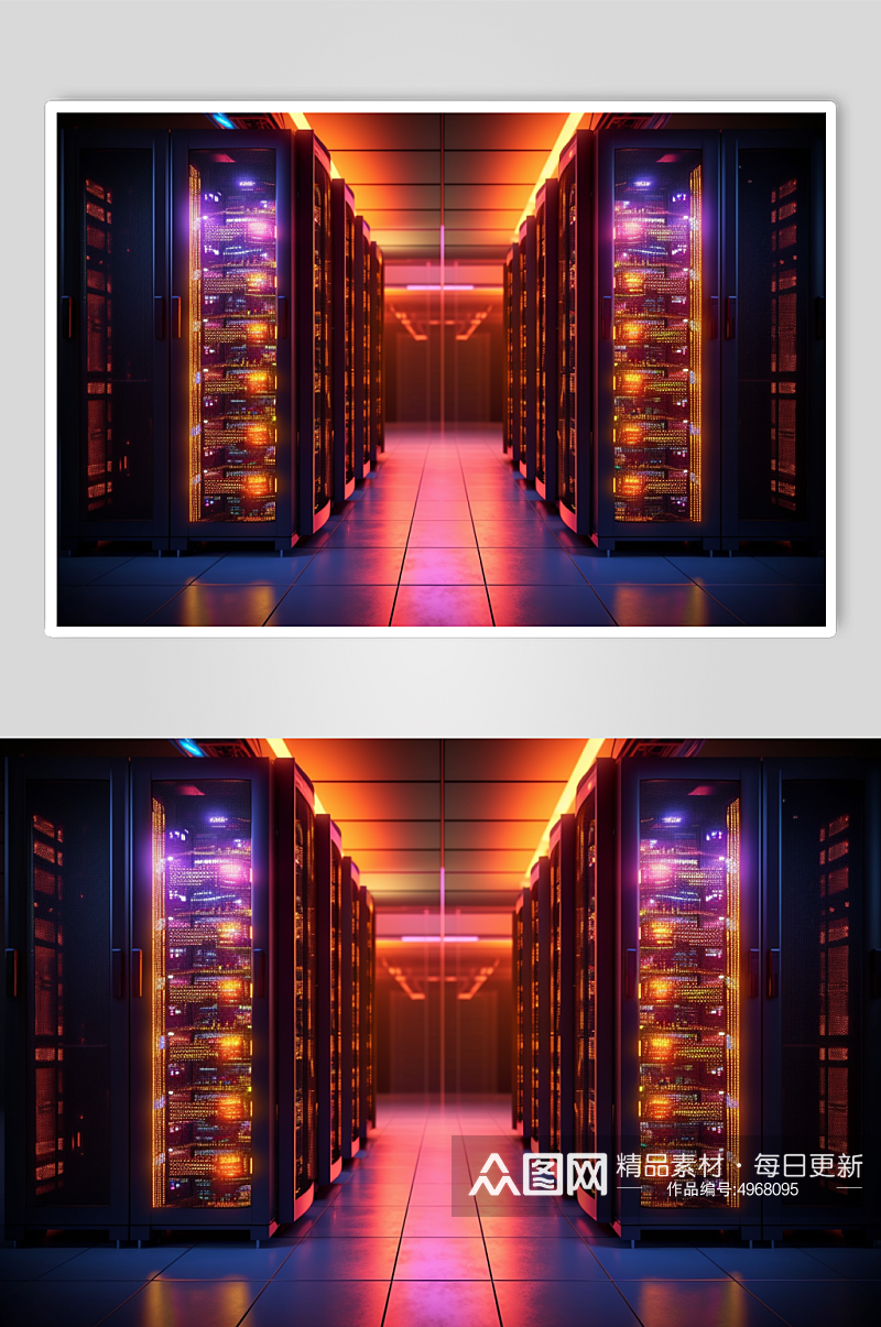 AI数字艺术炫酷室内数据中心科技摄影图片素材