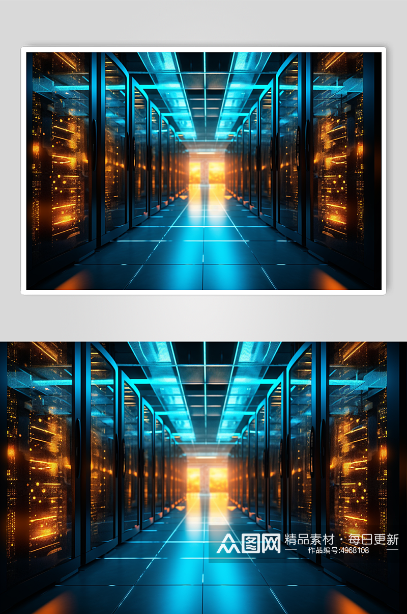 AI数字艺术炫彩室内数据中心科技摄影图片素材