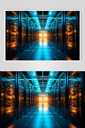AI数字艺术炫彩室内数据中心科技摄影图片