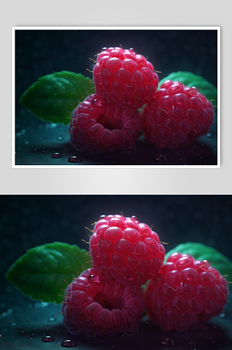 AI数字艺术创意树莓水果果汁图片