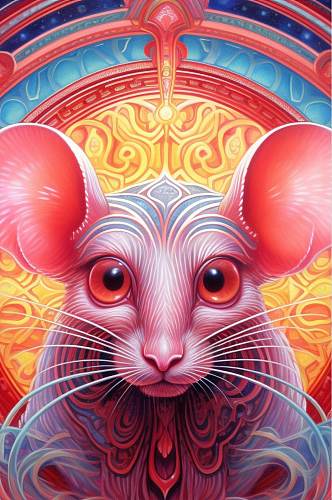 AI数字艺术精美花纹鼠年动物纹样插画