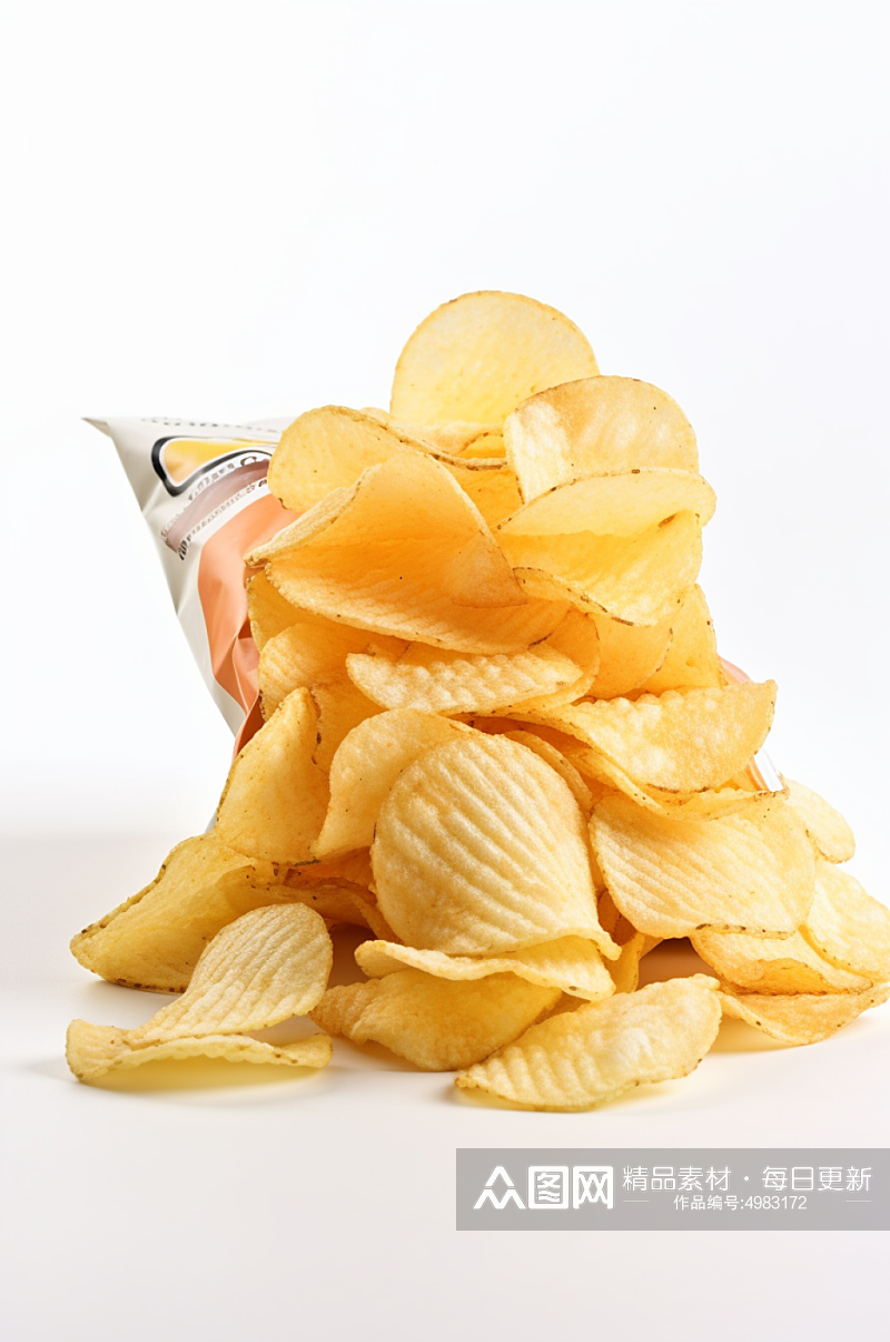 AI数字艺术薯片膨化食品零食美食摄影图片素材
