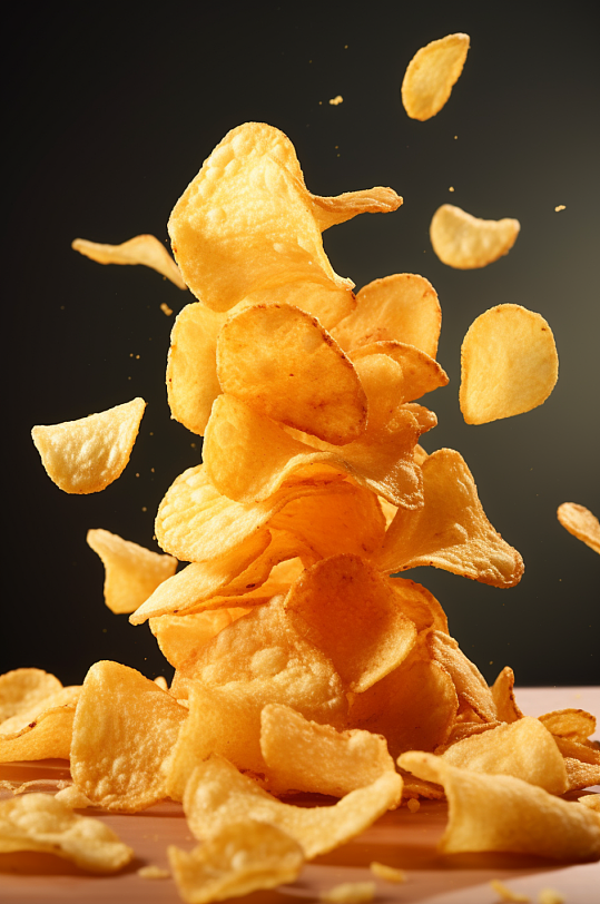 AI数字艺术薯片膨化食品零食美食摄影图片