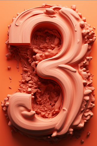 AI数字艺术黏土质感彩色数字3元素模型