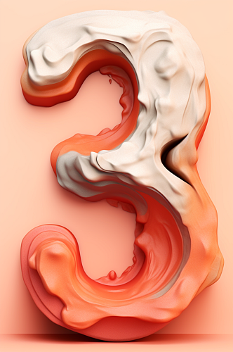 AI数字艺术黏土质感彩色数字3元素模型