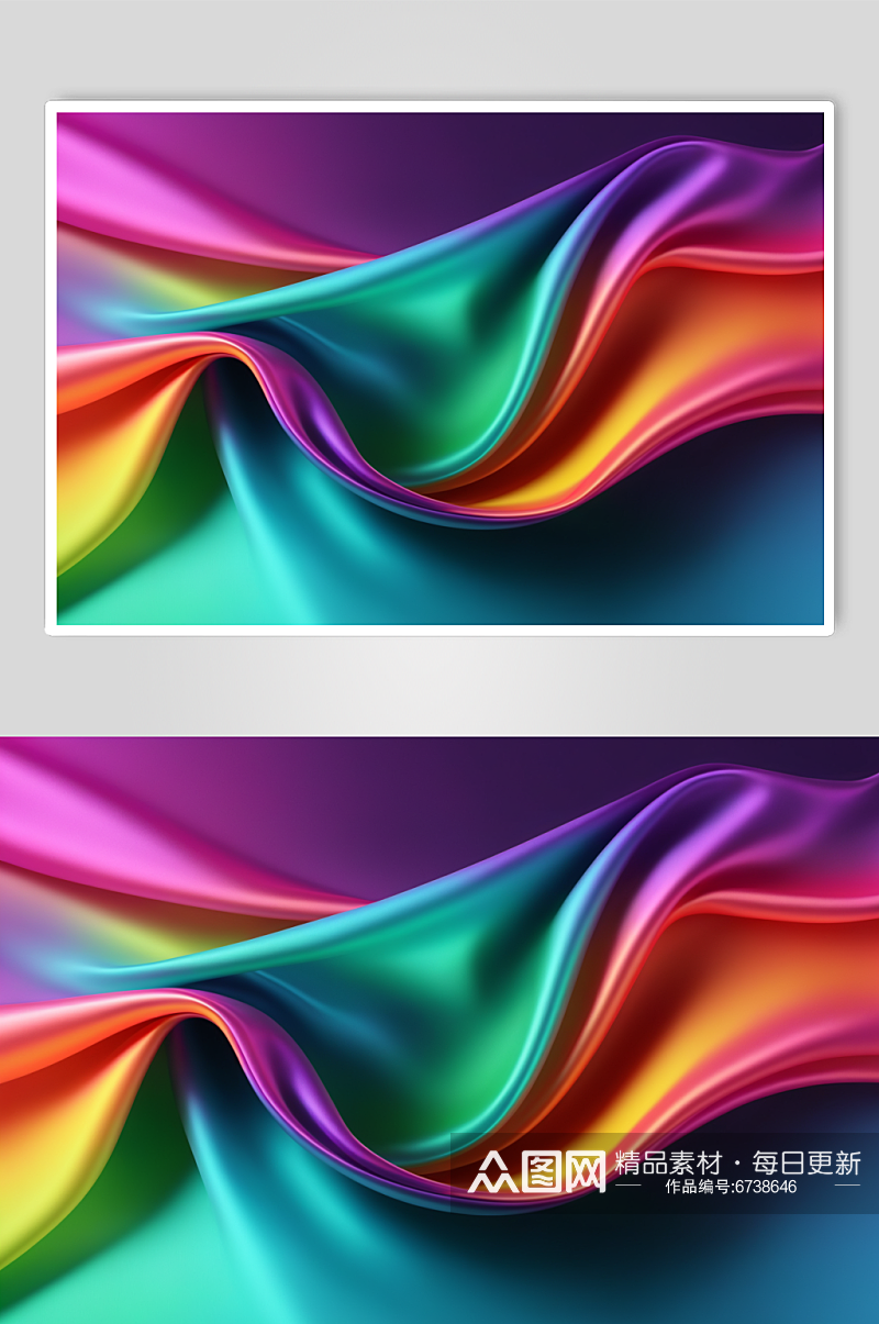 AI数字艺术光滑丝绸渐变艺术感背景图素材