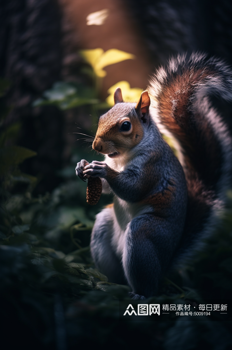 AI数字松鼠野生动物摄影图素材