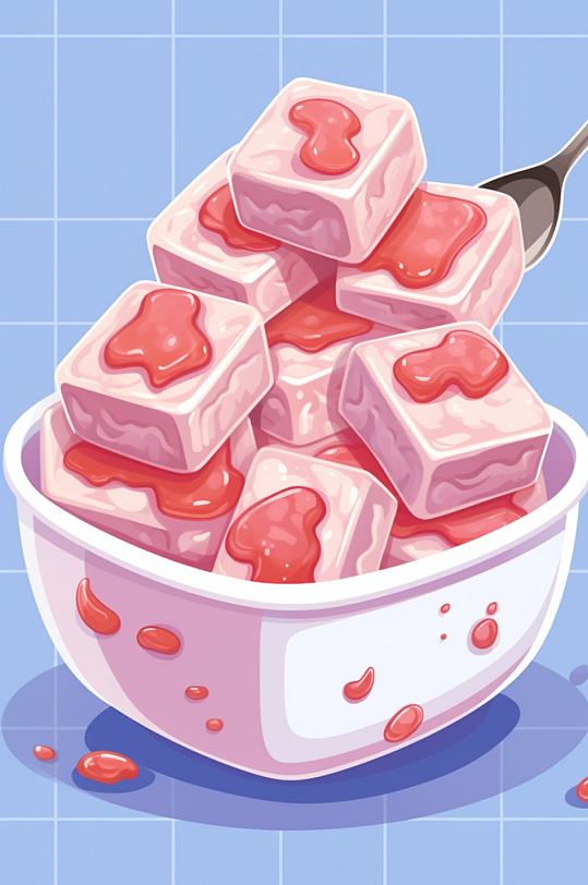 AI数字艺术手绘原味炒酸奶元素插画