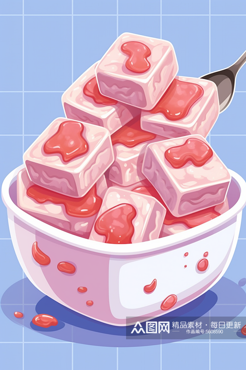 AI数字艺术手绘原味炒酸奶元素插画素材
