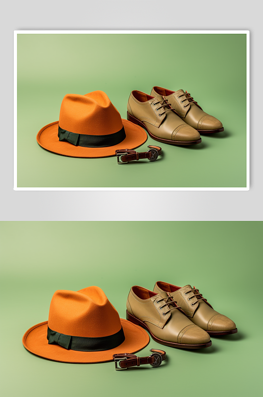 AI数字艺术帽子手表皮鞋随身配饰摄影图片