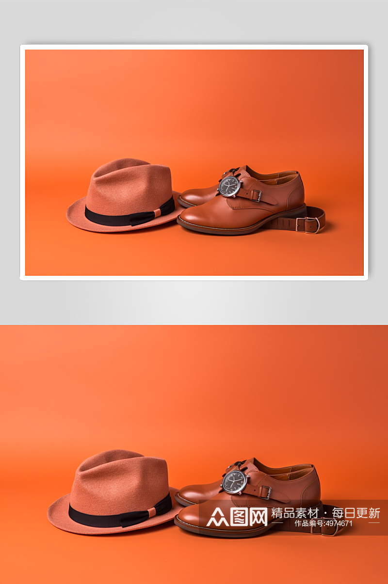 AI数字艺术帽子手表皮鞋随身配饰摄影图片素材