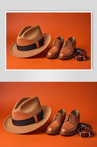 AI数字艺术帽子手表皮鞋随身配饰摄影图片