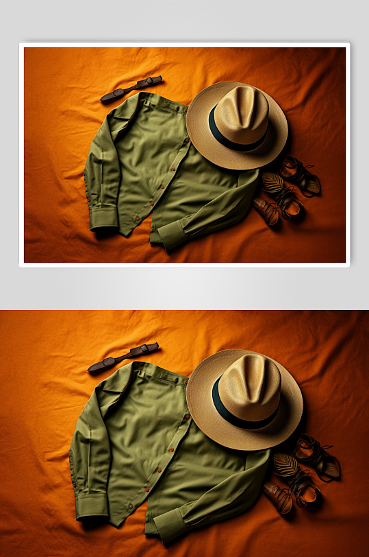 AI数字艺术帽子衬衫随身配饰摄影图片