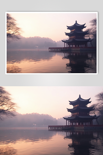 AI数字艺术苏州阳澄湖旅游景点风景摄影图